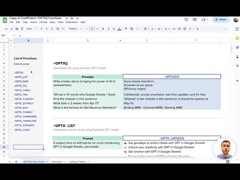 GPT Functions: How to Use ChatGPT in Google Sheets
