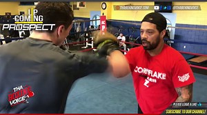 Thomas "Cornflake" LaManna doing pad work in preparation for Gabriel "Tito" Bracero fight