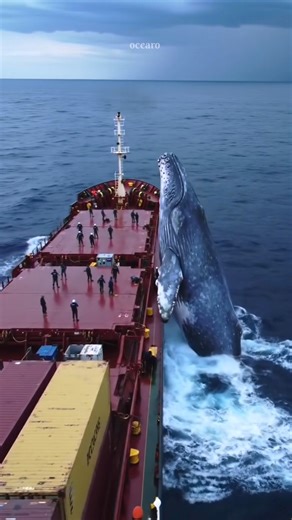 Unbelievable Moment: Ship Hit by a Giant Blue Whale 😱 🐋 #BlueWhale #Ocean #WhaleAttack #DeepSea