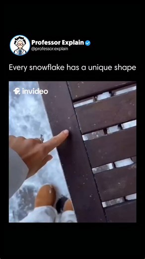 Professor Explain 🤯 on Instagram: "Snowflakes develop their unique shapes through the growth of hexagonal ice crystals. As each flake forms, tiny variations in temperature and humidity influence how the crystal expands, creating intricate patterns. Even small differences in atmospheric conditions during a snowflake’s descent can dramatically change its design. No two snowflakes are identical because of these micro-environmental changes. According to NOAA research, the interplay of physics and c