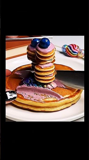 "Melting Pancake ASMR: Iridescent Glaze Transformation Pancake into Mini Pancakes #ASMR"