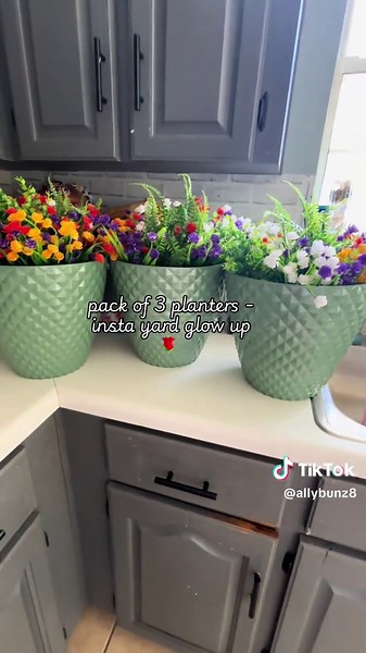 Pack of 3 gorgeous planters - this is in the sage green #qvc #planters #pots #outdoorplants #tiktokshopfinds