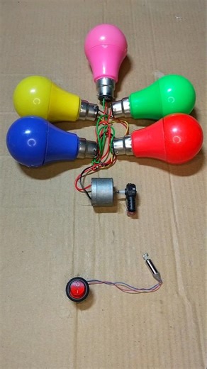 Mini Gear Box Coreless Motor Powering Into 5 Colour LED Light _ DC Motor #dcmotor #tech #shorts