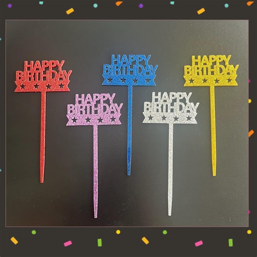 Glitter Acrylic Happy Birthday Cake Topper - Etsy
