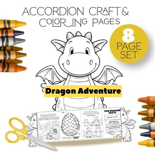 Dragon Accordion Math Activity Pack Printable | Kids Maze Counting Worksheet | 8 Dragon Coloring Pages | Homeschool Learning Activity - Etsy Australia