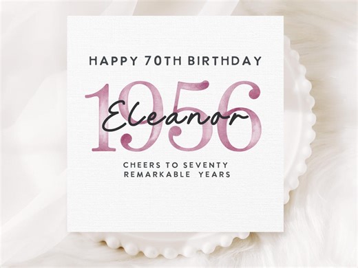 Personalized 70th Birthday Card Custom Name, Elegant Seventy Birthday Card for Her, Chic Minimal Keepsake Card for Mom Grandma - Etsy