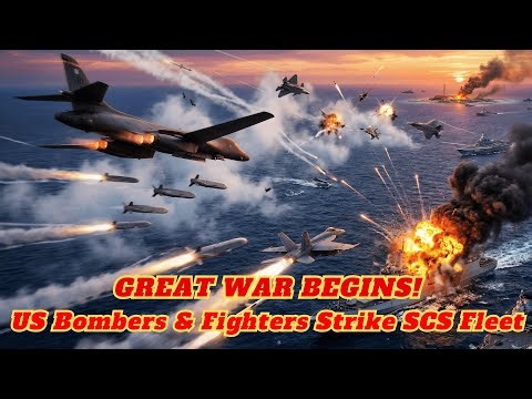 GREAT WAR! US Bombers & Fighters Attack China Fleet - SCS On FIRE!