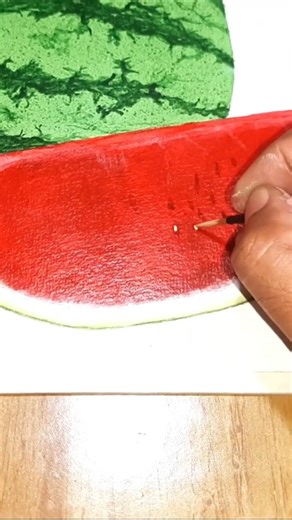 This Watermelon Texture Hack is SO EASY! 🍉 (Painting Tutorial) #art #painting #acrylicpainting