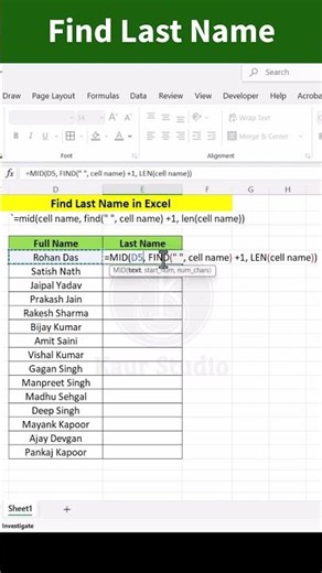 Extract Last Name in Excel ⚡ | Easy Formula Trick #exceltips