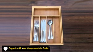 Utoplike Bamboo Cutlery Tray Silverware, Drawer Dividers for Kitchen Utensils, Flatware Tray Drawer Insert for knives, Gadgets and Garage Tools, Office Supplies