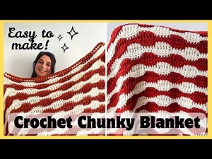 Fast & Chunky Crochet Blanket🧶Super Easy and Quick Blanket🌟 Free Pattern and Tutorial.