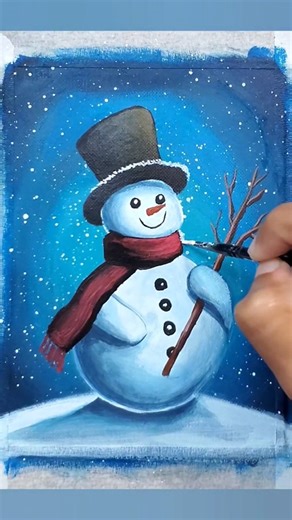 snowman acrylic painting☃️ #art #shorts