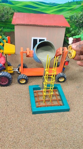 🔥😍I Built Mixer Machine Real Working Making Pillar | DiY Tractor Project #shorts #youtubeshorts