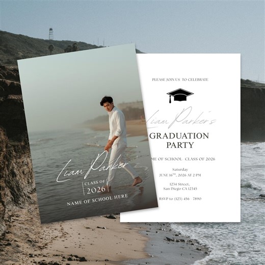 Graduation Invitation Template, Photo, Modern Senior Announcement (digital Download) - Etsy