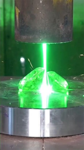 Testing the ultimate strength of a giant green diamond under a hydraulic press! 🤯 #shorts