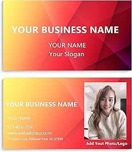 500 Personalized Business Cards with Logo Picture Customizable Business Cards 2 Sides Printing Custom Business Cards that Can Add your Photo/Logo Front & Back Sides 3.5"×2"