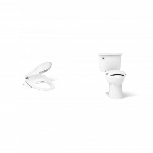 KOHLER Purewash E525 Heated Bidet Seat and Elmbrook 12 in. Toilet with Soft Close Seat - The Home Depot
