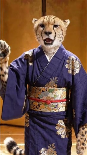 A Lonely Cheetah Whispering Enka on a Golden Stage
