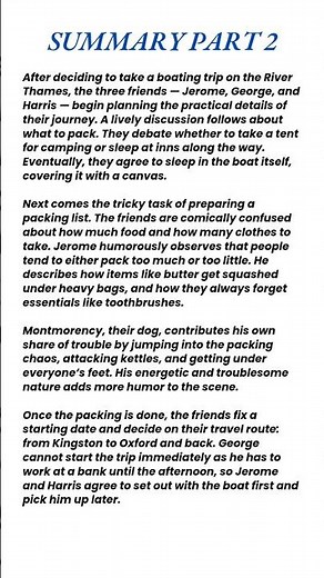 Three Men in a Boat by Jerome K. Jerome Summary