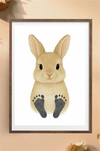 Bunny Footprint Art for Babies • Digital Baby Memory Printable • Instant Download - Etsy
