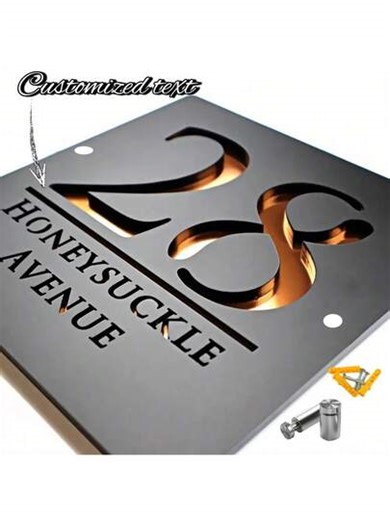 Personalized Acrylic House Number Sign - 3D Hollow Black Gold Custom Address Plate For Home, Apartment, Shop | Modern Font, Weatherproof, Easy To Install | Enhance Curb Appeal | SHEIN