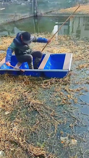 DIY Plastic Barrel Boat: Pond Cleaning Process