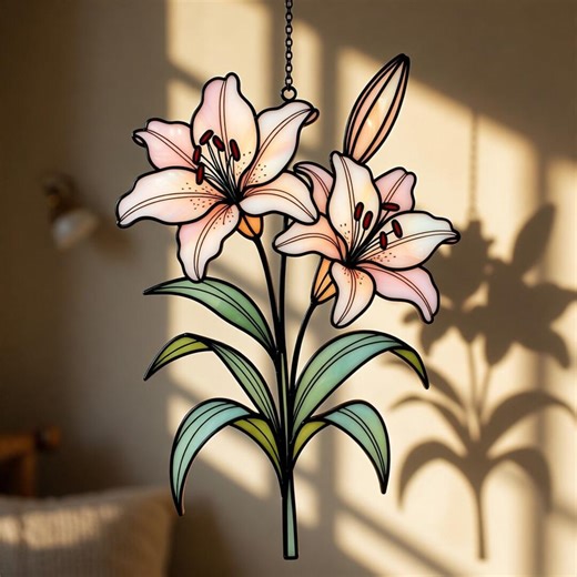 Pink Lily Suncatcher, Lilium Flower Window Hanging, Floral Wall Art, Mother's Day Gift, Sympathy & Blessing Home Decor, Flower Lover Gift - Etsy