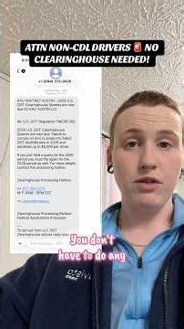 ATTN Non CDL drivers 🚨 you do NOT have to register for the FMCSA Clearinghouse.