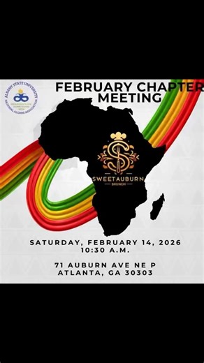 The Albany State University DeKalb County Area Alumni Chapter invites members and all local alumni to join us for our upcoming meeting on February 14th. This month, we are proud to host our gathering at Sweet Auburn Brunch. As we continue to strengthen our alumni network, we remain committed to supporting Black-owned establishments that reflect the excellence and entrepreneurship of our community. Let’s come together to discuss our goals for the year and enjoy the fellowship that makes being a R