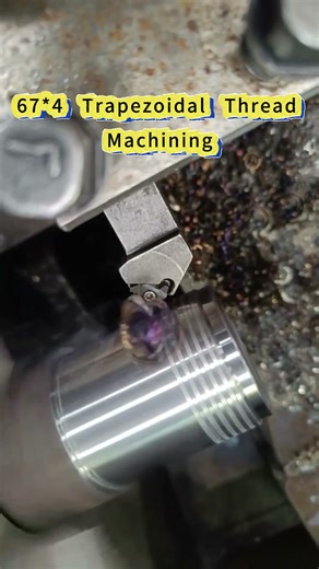 67*4 Trapezoidal Thread Machining#cncmachiningparts #turningandmilling #5axiscncmilling #millingcnc #thread @tiktok creators @TikTok