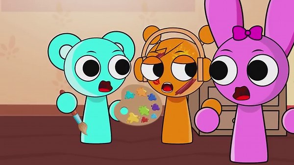 Brud and baby Sky fought over a lollipop, making Sky’s mom angry. - Sprunki Funny Animation