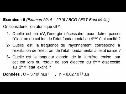 Exercice : 6 ( Atomistique )