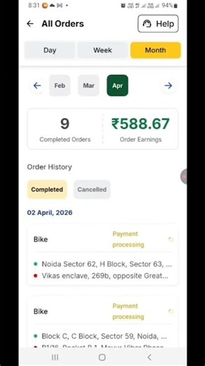 April 1#rider #ola #rapidobiketaxijob #vlog #motovlog #rapidobikeincomeperday #minivlog #uber #funny