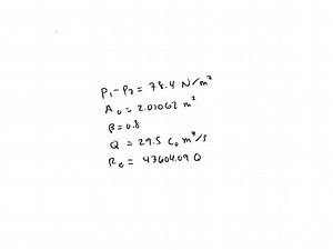 A disk meter has a volumetric displacement of 30  mL for one complete oscillation. Calculate the flow for 76.5 oscillations per minute.  Q     =( displacement per oscillation)(number of oscillations per unit time)       =(30)(76.5)=2295  mL / min=2.295  L / min  | Numerade