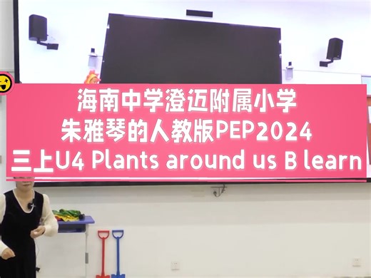 来自海南中学澄迈附属小学的朱雅琴老师人教版PEP新教材三上U4 B learn的公开课，肢体语言丰富，沉浸式教学，最后学生直接变成了植物，深刻体会人与自然的情境