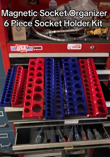 6 Piece Magnetic Socket Organizer for Professional Use