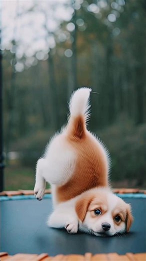 Puppy learns how to use trampoline puppy #shorts #dogsofyoutube #goldenretiever