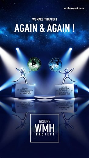 WMH Project on Instagram: "🏆🌍 GRAND PRIX DES AGENCES DE L’ANNÉE 🌍🏆 UN DOUBLÉ HISTORIQUE QUI RÉCOMPENSE NOS ENGAGEMENTS RSE ET NOTRE DYNAMIQUE INTERNATIONALE C'est avec une immense fierté que le Groupe WMH Project a reçu pour la deuxième année consécutive, le trophée de GROUPE DE COMMUNICATION RESPONSABLE DE L'ANNÉE, et pour la première fois celui de GROUPE INTERNATIONAL DE COMMUNICATION ÉVÉNEMENTIELLE DE L’ANNÉE, lors de la 46ème édition du Grand Prix des Agences de l'Année parrainé par le M