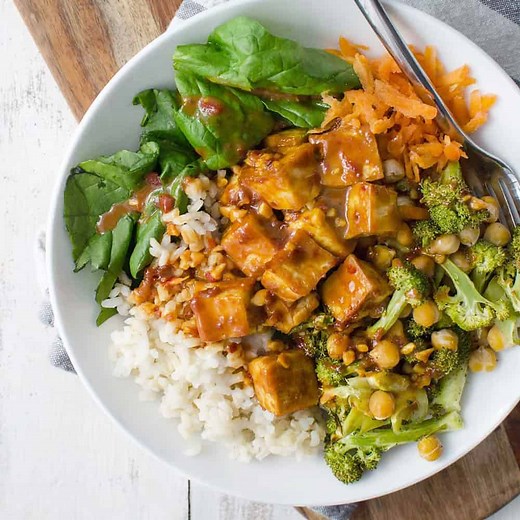 Peanut Tofu Buddha Bowl (Vegan and High Protein)