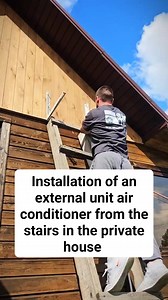 Installation of an external unit air conditioner from the stairs in the private house... | Kondicikner siberia