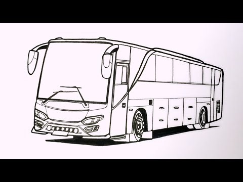 Menggambar Bus SINGLE GLASS, Busmania, cara mudah menggambar Bus
