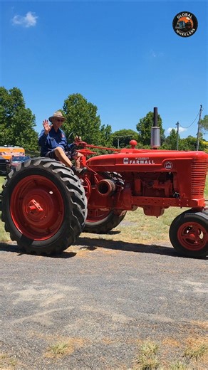 restored International Harvester Farmall M row crop tractor