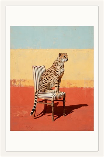 Cheetah on Chair Surreal Print, Bold Animal Safari Wall Art (digital Download) - Etsy