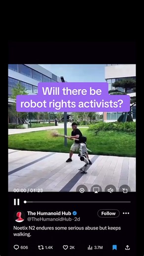 I'm always curious why we build robots to mimic humans. I know there will be many people upset with this but it's not even a human. I'm sure if this was a giant roomba, it wouldn't have the same impact. I was at Viva Tech last year and they were kicking one of the robot dogs to show how easily it can get up and I heard two people watching saw