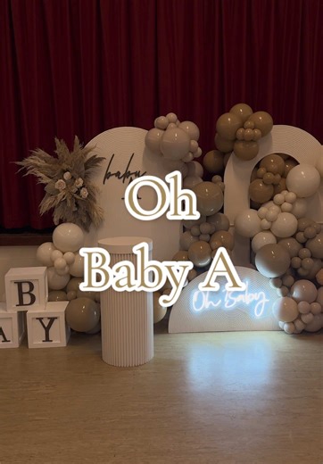 Elegant Neutral Baby Shower Display with Dry Ice Reveal