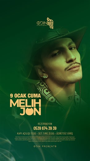 Odin Kitchen & Cocktail on Instagram: "9 OCAK CUMA | MELİH JÖN | ODIN PRESENTS HipHop ve Afro müziğe kendine özgü enerjisiyle yön veren sahne performansıyla Melih JÖN, bu Cuma Odin Kitchen & Cocktail sahnesinde bizlerle olacak. 🎧🔥 Alışılmışların dışında, ritmi yüksek ve gecenin temposunu belirleyen bir Cuma akşamı için Odin Presents sizlerle. 🎉✨ Kapı Açılışı: 17.00 Set Time: 21.00 Ücretsiz Giriş 📍 Atatürk Bulv. Bey Mah. Yeşilsu Karşısı – Şahinbey / Gaziantep 📞 0539 674 39 39 #OdinKitchenCoc