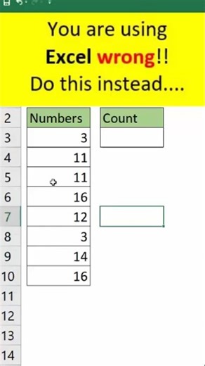 How to use Count function in Excel #Excel #Exceltips #excelshorts