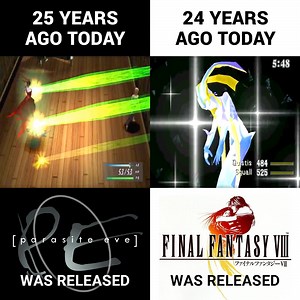 329K views · 12K reactions | Today we're celebrating two anniversaries! - 25 years ago today, Parasite Eve was released for the PlayStation 1 in North America 拾 - 24 years ago today, Final Fantasy 8 was released for the PlayStation 1 in North America 拾 | FantasyAnime | Facebook