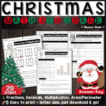 4th Grade Christmas Math Projects: Snowman Activities | Multi-Skill Challenges
