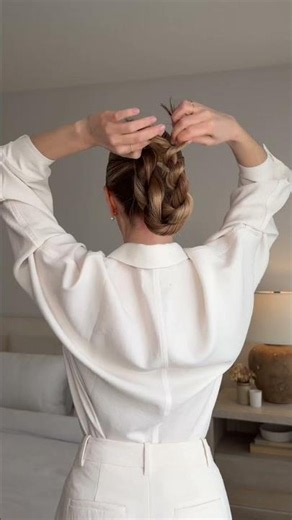 Step-by-step braided bun tutorial❤️ #hairtutorial #hairstyle #easyhairstyle #braidedbun